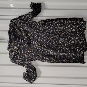 H & M GIRL'S 2T NEW LiL HENLEY PRAIRIE DRESS. 100% COTTON, WHEAT 🌾 on BLACK